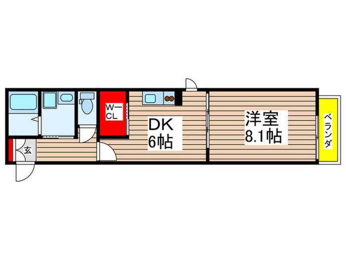 パークコート(1DK/2階)の間取り写真