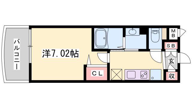 LUXE姫路(1K/13階)の間取り写真