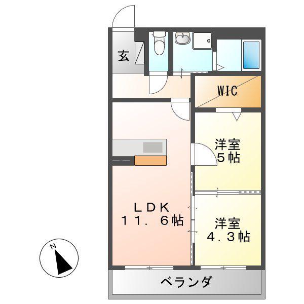 ザ・フィールズ坂本II(2LDK/1階)の間取り写真