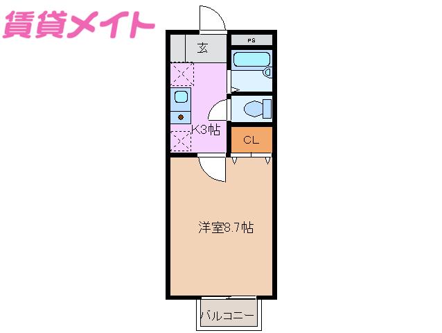 FOBOSII(1K/2階)の間取り写真