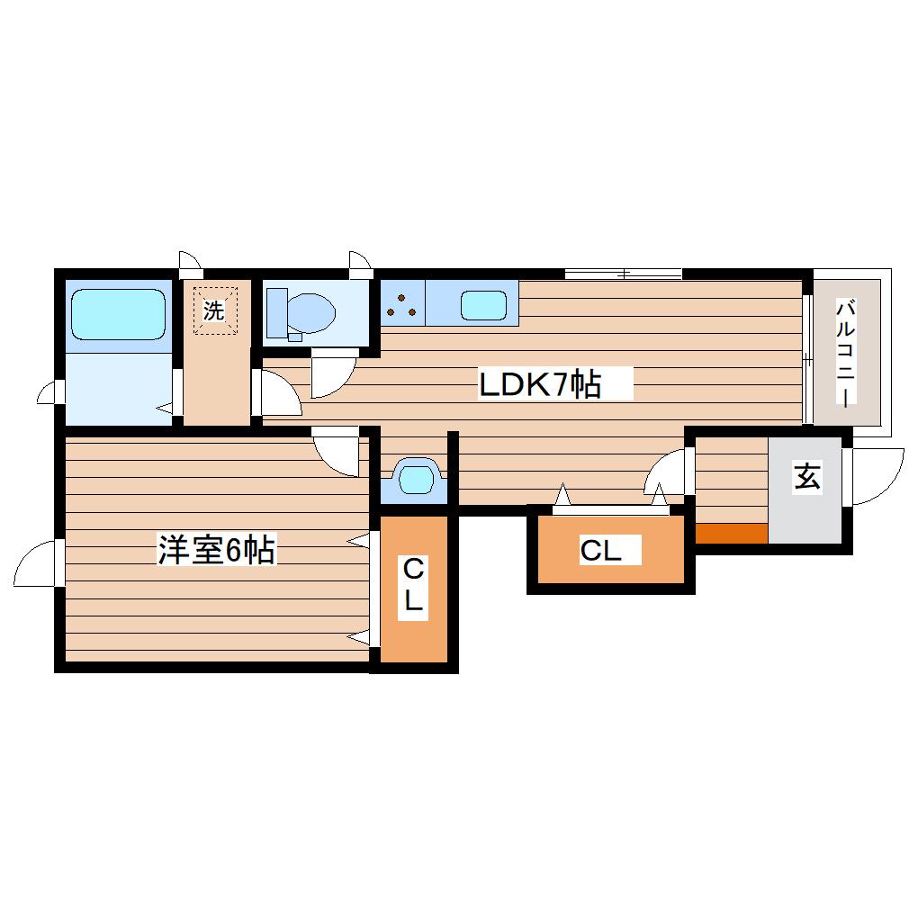 パルメゾンB(1DK/1階)の間取り写真