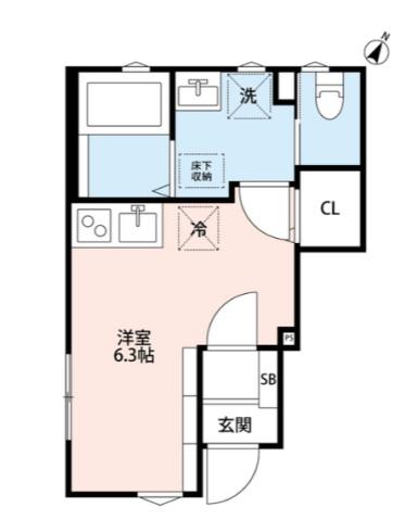 グランソフィア上福岡(ワンルーム/1階)の間取り写真