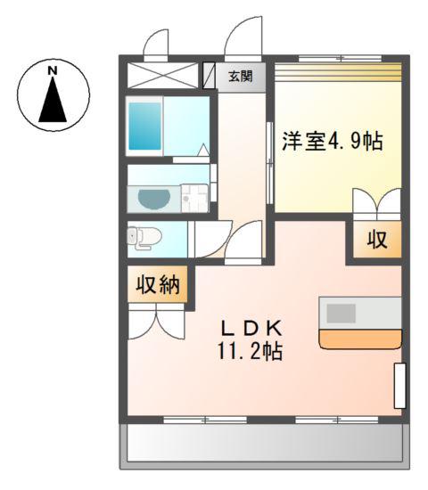 WISTERIA六条I(1LDK/2階)の間取り写真