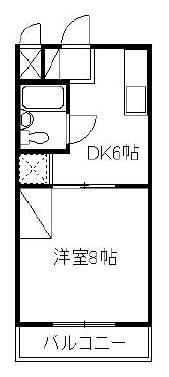 リバティII(1DK/2階)の間取り写真