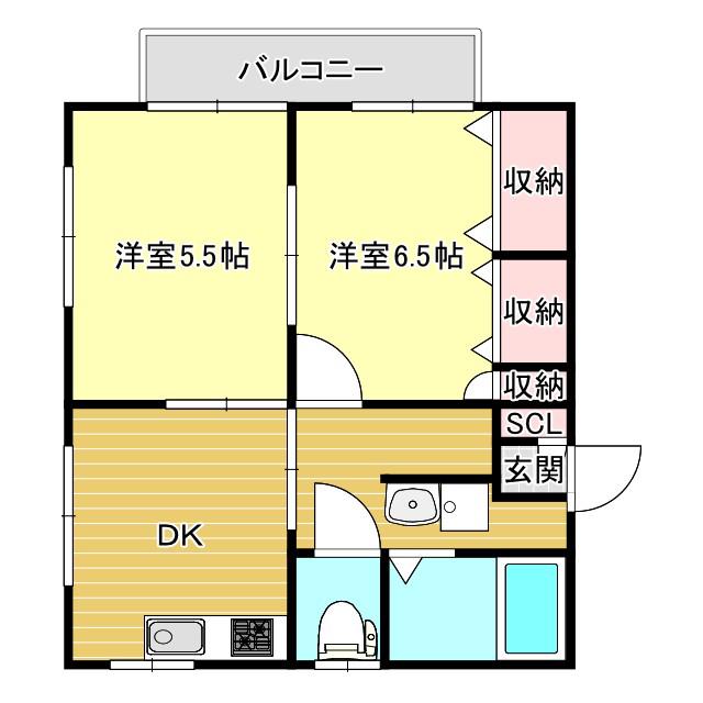 グリーンヒルズST(2DK/2階)の間取り写真