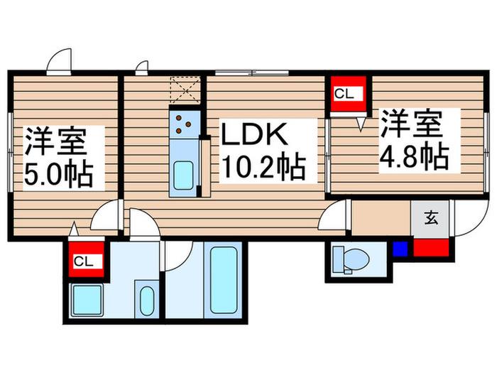 メゾン・ド・ジョワ(2LDK/1階)の間取り写真