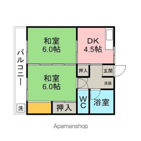 コーポ向イ山B(2K/1階)の間取り写真