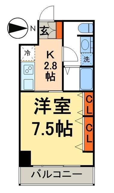 レジデンス錦糸町(1K/2階)の間取り写真