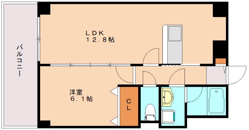 カノン横浜(1LDK/3階)の間取り写真