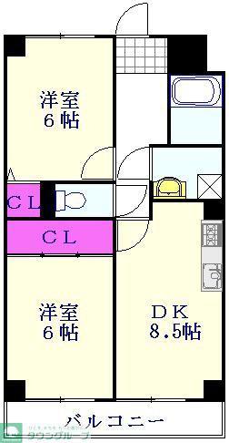 アルデール三郷 B棟(2DK/5階)の間取り写真