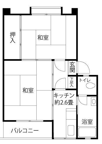 久留米西(2K/4階)の間取り写真