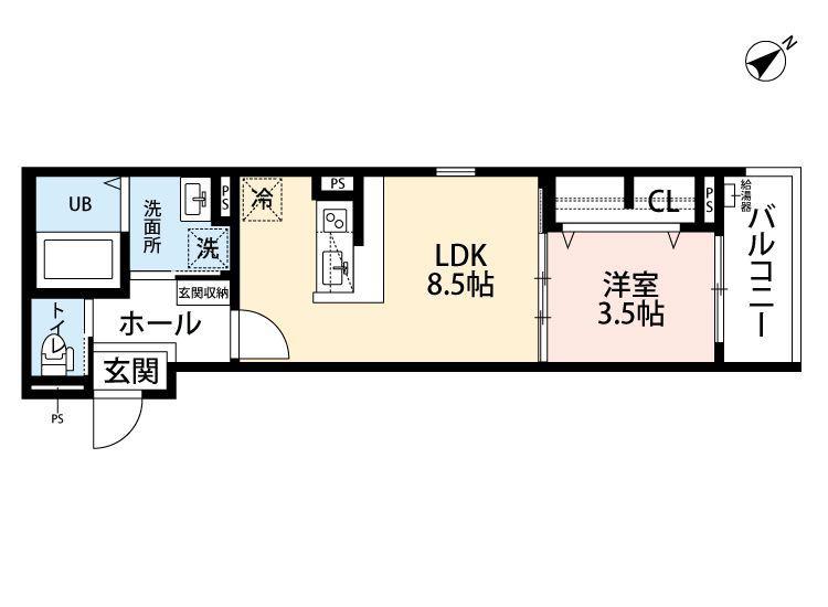 アイセン大橋竹下(1LDK/3階)の間取り写真