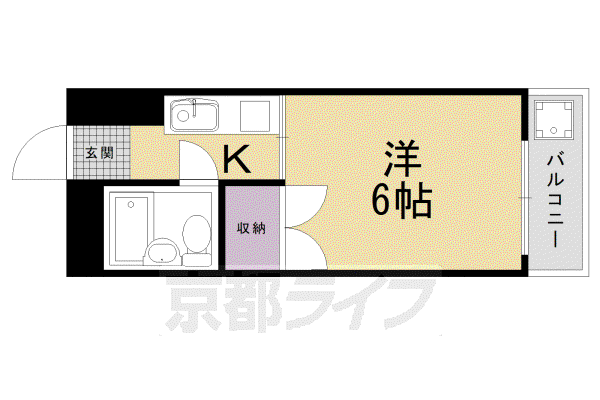 ピエスあさのB(1K/4階)の間取り写真