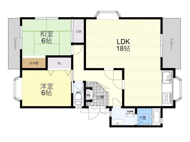 ルナハイツ(2LDK/2階)の間取り写真