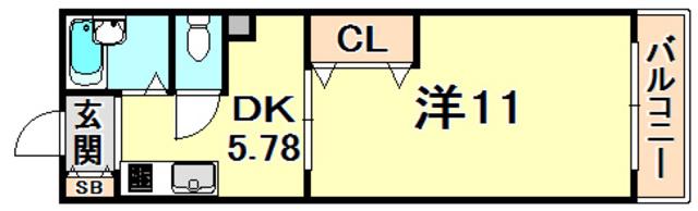 ハイム夢野(1DK/3階)の間取り写真