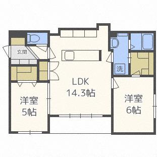 GALUSIA(2LDK/1階)の間取り写真