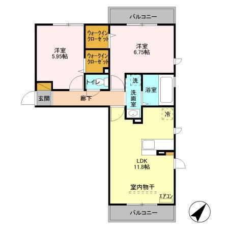 エスペランサAB(2LDK/2階)の間取り写真