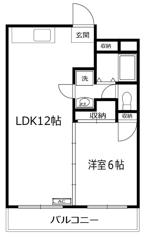 金原ビル(1LDK/4階)の間取り写真