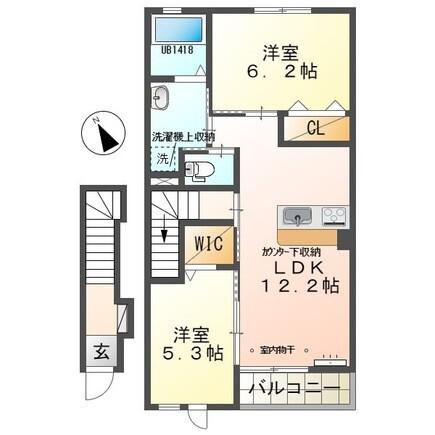 ハミングバード(2LDK/2階)の間取り写真