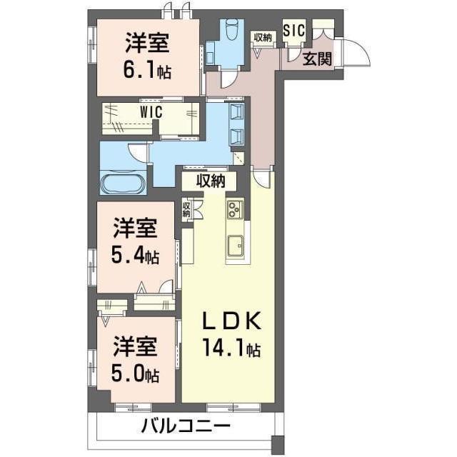 アウトリガー(3LDK/4階)の間取り写真