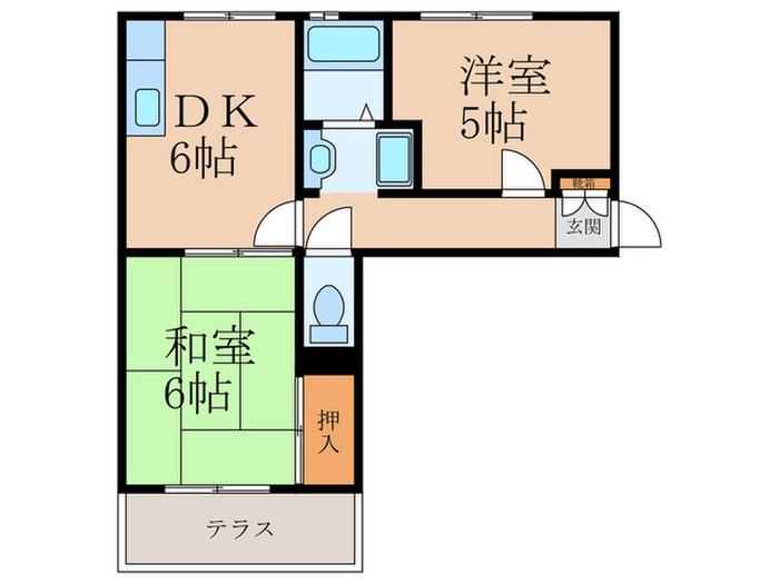第三新屋敷ハイツ(2DK/1階)の間取り写真