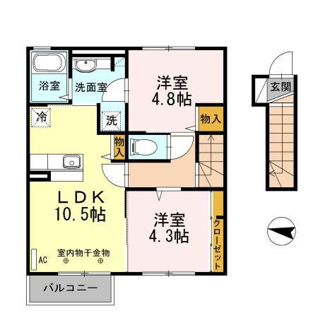 鹿野ヴィレッジ(2LDK/2階)の間取り写真