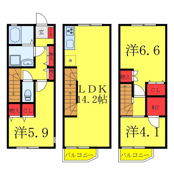 THESIESTA要町BRICKHAUS(3LDK/1階)の間取り写真