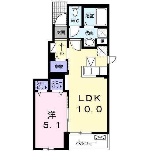 フォレスト I(1LDK/1階)の間取り写真