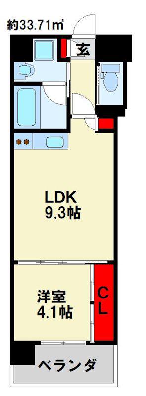 ウィングス西本町(1LDK/3階)の間取り写真