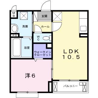 ヴィアソーレ摂津(1LDK/1階)の間取り写真