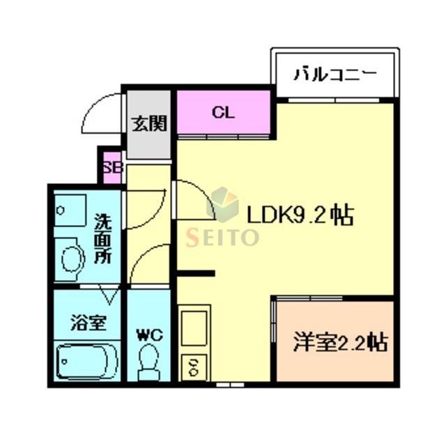 RIFF阪急神崎川(1LDK/2階)の間取り写真