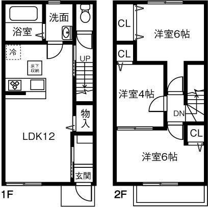 ORIG 宮町 B(3LDK/1階)の間取り写真