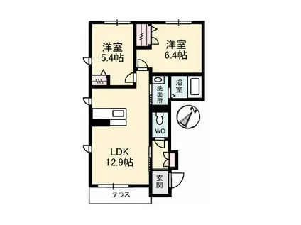 シャーメゾン瀬戸(2LDK/1階)の間取り写真