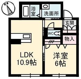 ウィステリア 新涯(1LDK/2階)の間取り写真
