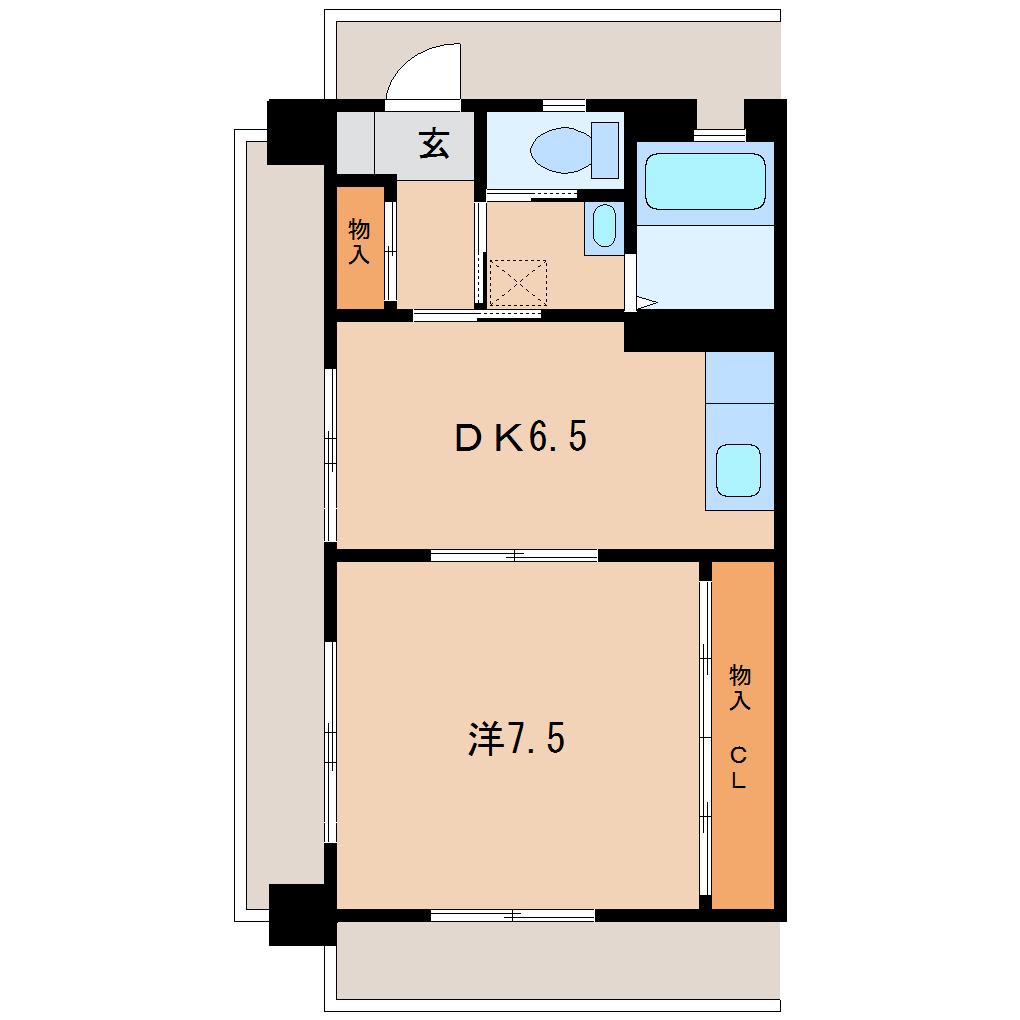 長者マンション(1DK/4階)の間取り写真