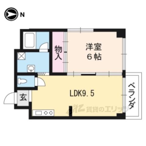 葵マンション(1LDK/4階)の間取り写真