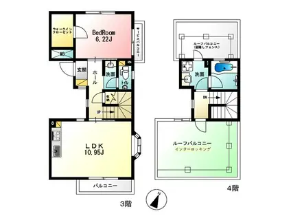 エシカルコート赤堤(1LDK/3階)の間取り写真