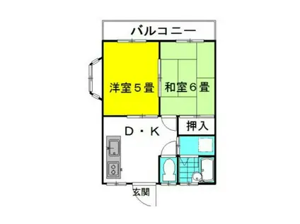 ドエル・ニシノC棟(2DK/2階)の間取り写真