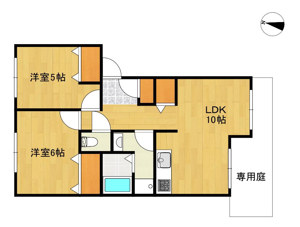 シャルマンハイム(2LDK/1階)の間取り写真