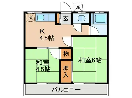 第1みのり荘(2K/2階)の間取り写真