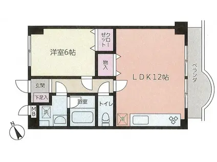 グリーンヴィレッヂ西谷(1LDK/3階)の間取り写真