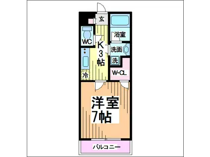 三鷹台第二エミネンス(1K/1階)の間取り写真
