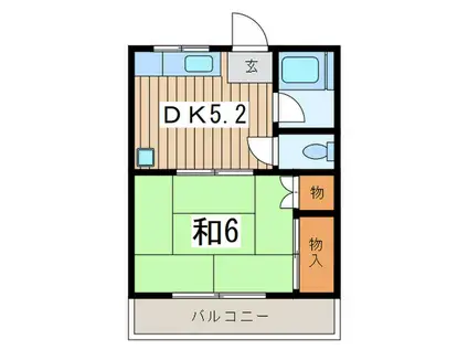 的場アパートつきみ野(1DK/2階)の間取り写真