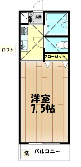 ウッディパレスフジD棟(1K/1階)の間取り写真