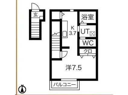 サンクレールB棟(1K/2階)の間取り写真