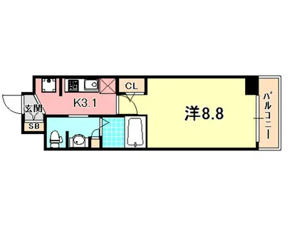 エステムコート神戸ハーバーランド前IVベイライト(1K/5階)の間取り写真