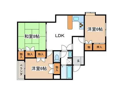 中村屋マンション(3LDK/3階)の間取り写真