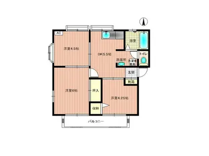 サンライズ太田(3DK/2階)の間取り写真