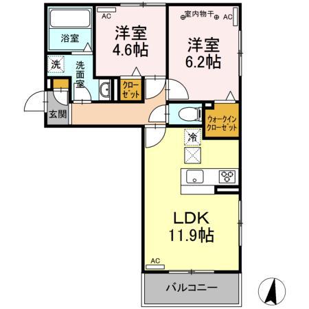 D-ROOM 森本(2LDK/3階)の間取り写真