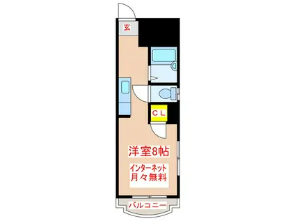リバーサイド唐湊(ワンルーム/3階)の間取り写真